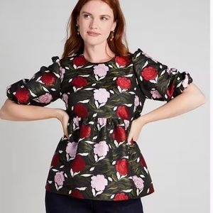 KATE SPADE Women’s Rose Garden Brocade Elegant Feminine Top Size 14